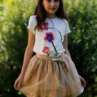 Fusta creata din tul cu funda aurie