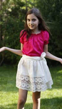 Bluza din bumbac cu siring la gat si manecute - imagine 2