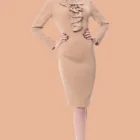 Rochie conica din matase cu volan la guler