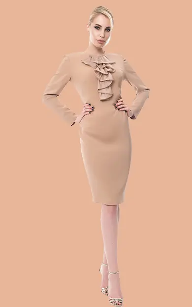 Rochie conica din matase cu volan la guler