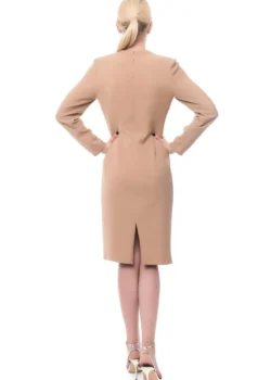 Rochie conica din matase cu volan la guler