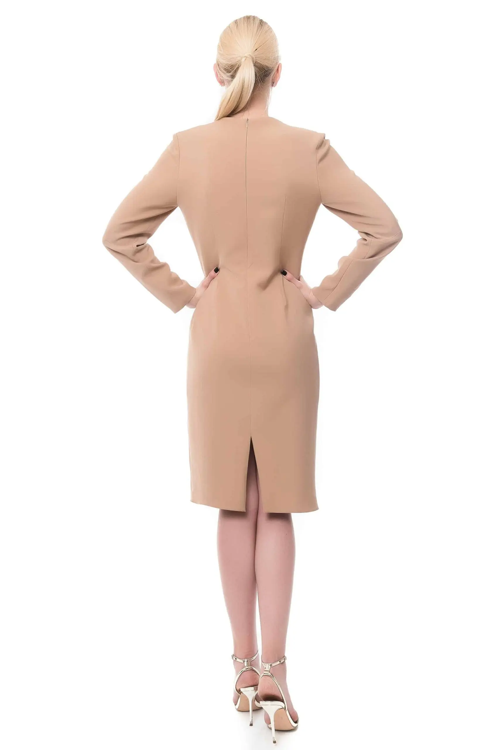 Rochie conica din matase cu volan la guler
