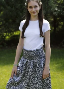 Fusta cu siring in talie din vascoza animal print