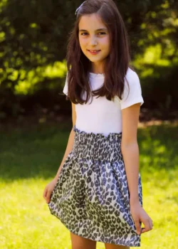 Fusta cu siring in talie din vascoza animal print - Image 2