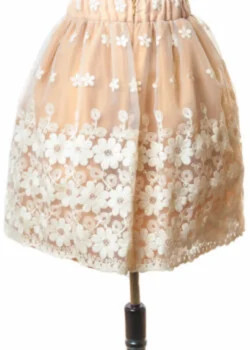 Fusta creata organza cu flori pe fond bej