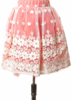 Fusta creata organza cu flori pe fond corai