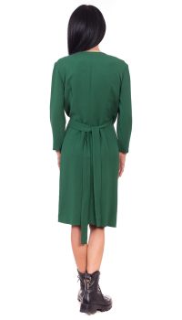 Rochie petrecuta fronsata matase naturala verde inchis - imagine 3