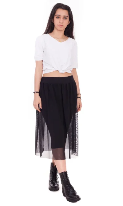Fusta scurta creata mesh negru