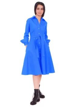 Rochie tip camasa, clos din bumbac albastru