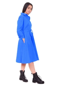 Rochie tip camasa, clos din bumbac albastru