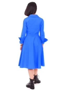 Rochie tip camasa, clos din bumbac albastru