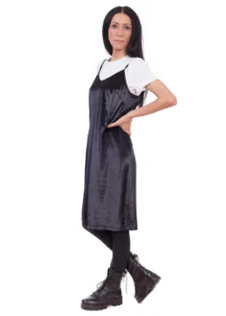 Rochie tip maiou usor evazata din catifea neagra