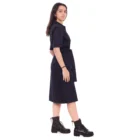 Rochie camasa din bumbac bleumarin cu buzunare