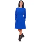 Rochie evazata cu maneca lunga matase albastra