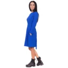 Rochie evazata cu maneca lunga matase albastra