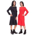 Rochie evazata din bumbac negru cu decolteu barcuta