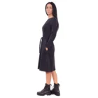 Rochie evazata din bumbac negru cu decolteu barcuta