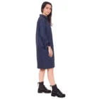 Rochie tip camasa, dreapta din bumbac bleumarin cu buzunare