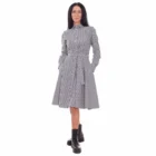 Rochie tip camasa din bumbac in carouri alb negru