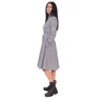 Rochie tip camasa din bumbac in carouri alb negru