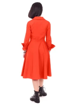 Rochie tip camasa corai, din bumbac
