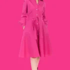 Rochie tip camasa, clos din bumbac fucsia