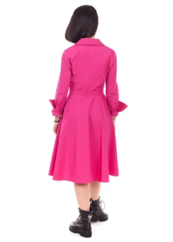 Rochie tip camasa, clos din bumbac fucsia