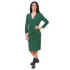 Rochie petrecuta fronsata matase naturala verde inchis