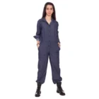 Salopeta Maruca denim cu nasturi pana in talie si maneca 3/4