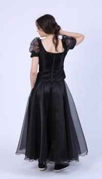 Bluza din organza neagra cu maneci bufante scurte - imagine 3