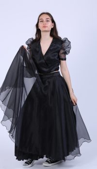 Bluza scurta din organza neagra