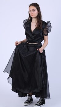 Bluza scurta din organza neagra - imagine 2