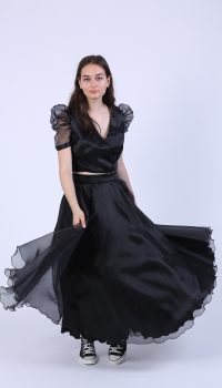 Bluza scurta din organza neagra - imagine 3