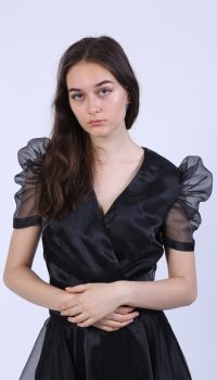 Bluza scurta din organza neagra - imagine 5