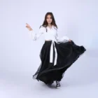 Bluza scurta petrecuta din bumbac alb