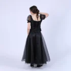 Bluza din organza neagra cu maneci bufante scurte