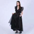 Bluza scurta din organza neagra