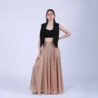 Fusta lunga clos din voal de matase bej