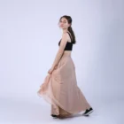 Fusta lunga clos din voal de matase bej