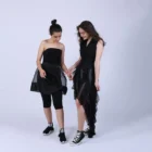 Fusta creata din organza neagra transparenta