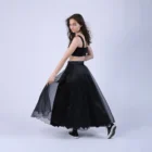 Fusta lunga clos cu buzunare din organza neagra