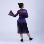 Rochie petrecuta usor evazata din organza mov transparenta