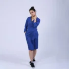 Rochie petrecuta, usor evazata din bumbac albastru