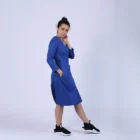 Rochie petrecuta, usor evazata din bumbac albastru