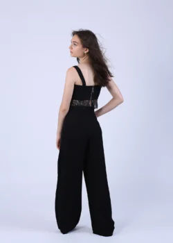 Top-corset negru din dantela cu bretele late
