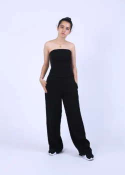 Top corset din mesh negru