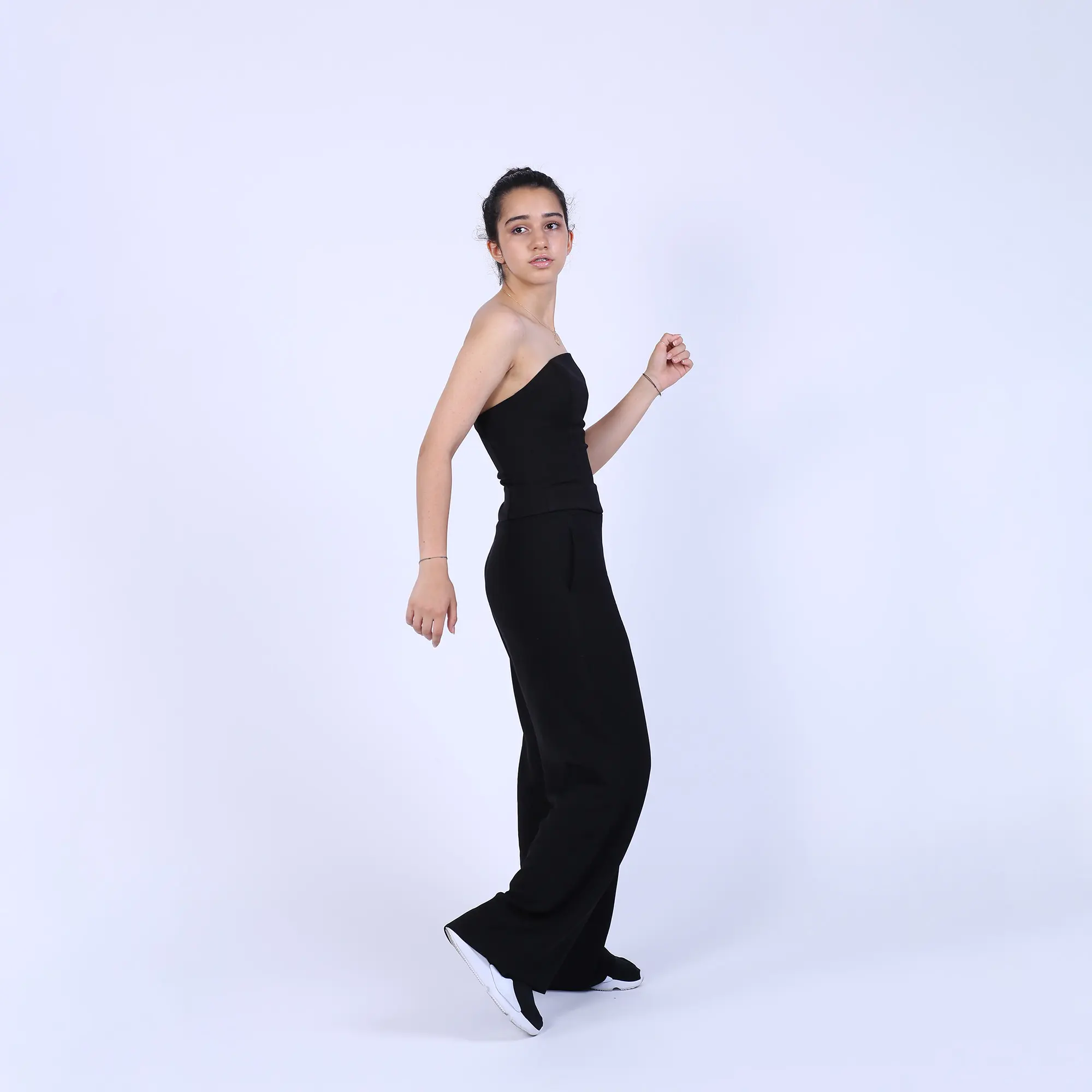 Top corset din mesh negru