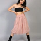 Fusta tulle roz pudra