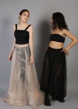 Fusta din tulle negru, asimetrica si transparenta - Image 3