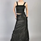 Fusta lunga din matase naturala neagra, cu trena la spate